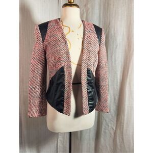 Faux Leather Knitted Modern Structured Blazer - Size S/M